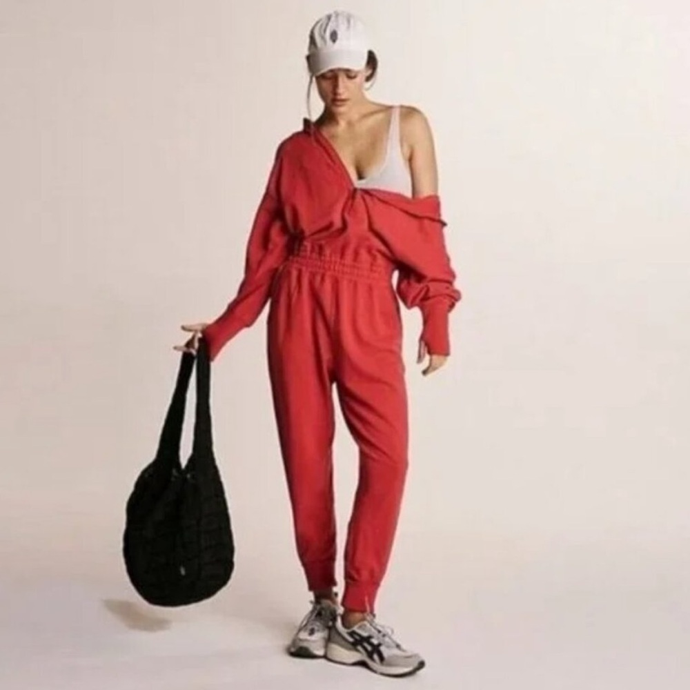 Free People FP Movement Training Day jumpsuit M Red Heather - Picture 14 of 15